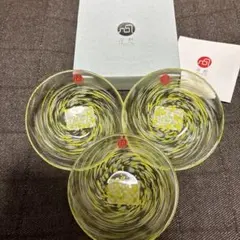 ⭐︎豆皿⭐︎津軽びいどろ　菜の花の3枚セット①のサムネイル