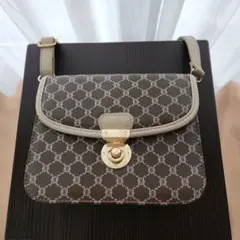 ショルダーバッグ　ポシェット　ブラウン　茶色　柄　ゴールド金具　高級感　オシャレ