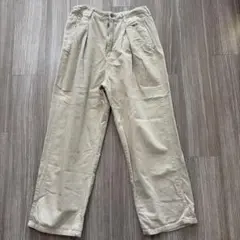 コーデュロイ バレルパンツ風 ワイドパンツ ベージュ