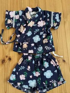 花柄甚平 70サイズ ネイビー　ampersand