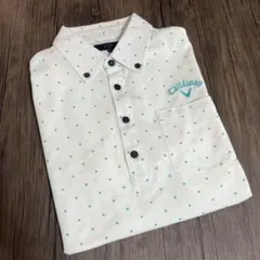 【美品】Callaway ドット柄 シャツ M 水色ドット