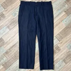 90s ラルフローレン スラックス リネン コットン　ネイビー W36L30