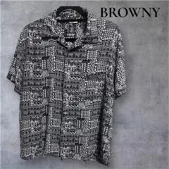 BROWNY 幾何学模様 半袖シャツ Fサイズ