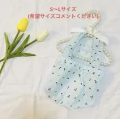 犬服　ドッグウェア　チェリー柄プリント　ワンピース　キャミソール　かわいい
