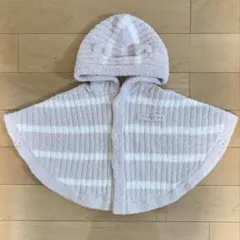 【未使用品】ジェラートピケ ベビーポンチョ ピンク ストライプ 70-80cm