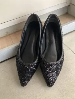 スパンコール黒ハイヒール