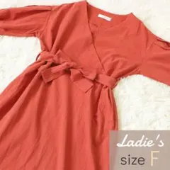 THE OPEN PRODUCT カシュクールワンピース スカーレット オレンジ