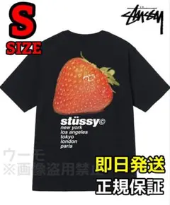 STUSSY STRAWBERRY 半袖 Tシャツ 黒 S☆ステューシー/いちご