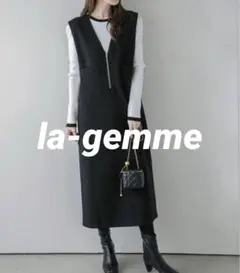 Vネックジャンパースカート la-gemme フリーサイズ