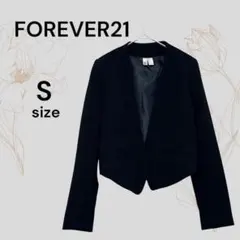 フォーエバー21 美品 レディース ジャケット ノーカラー ブラック 黒