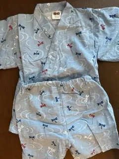 ベビー　キッズ　甚平　80cm トンボ　ブルー