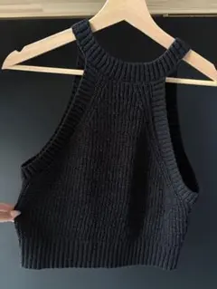【美品】 H&M ノースリーブニット　ブラックのサムネイル