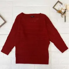 BELIEVE ビリーブ ニットセーター 五分袖 ドルマンスリーブ レッド M