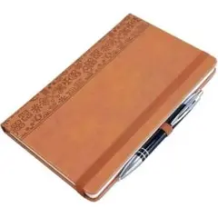 ✨PUレザーノート　メモ帳　手帳　ペン付き　A5