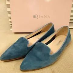 DIANA スエード ポインテッドトゥ フラットシューズ