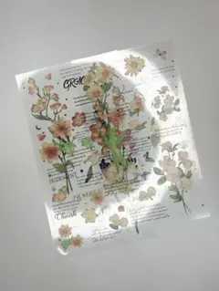 【A】コラージュ素材　PET ステッカー　フラワー　おすそ分け　4シート