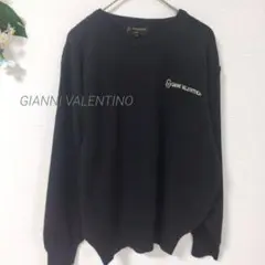 042 ジャンニヴァレンチノ長袖 ニット セーター イタリア製 ロゴ刺繡のサムネイル