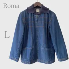 中綿デニムジャケット　Gジャン　ネイビー　Ｌ　カジュアル　異素材
