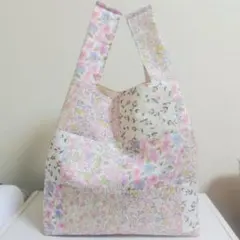 ★リバティ生地★【エコバッグ】 エコバック パッチワーク　花柄　折りたたみ