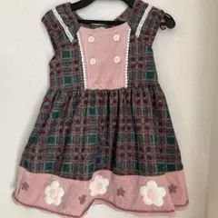 スーリー　110 チェック柄　花モチーフ　ワンピース　発表会　イベント