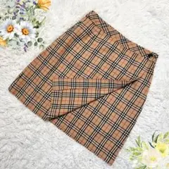 【美品】バーバリーブルーレーベル 巻きスカート ノバチェック ロゴ 36