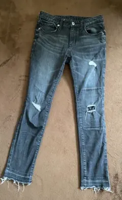 GUダメージスキニージーンズ ブラック　M
