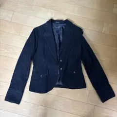 COMME CA ISM ブラック　ストライプ テーラードジャケット