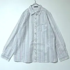 ストライプ 長袖シャツ コットン100% mocha giene L相当 Y