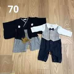 ベビー袴　タキシード風ロンパース　70 petit main他　2点セット