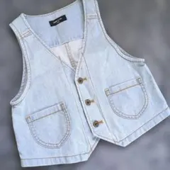 COMME CA ISM ライトブルーデニムベスト 130A