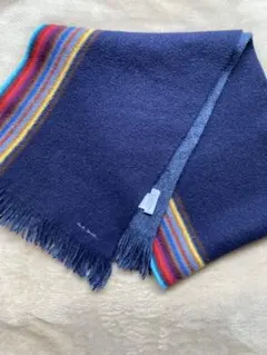 Paul Smith ポールスミス　ウール ブルー　ストライプマフラー