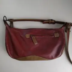 ALBERO アルベロ 本革製 ブラウンとモスグリーンのレザーショルダーバッグ