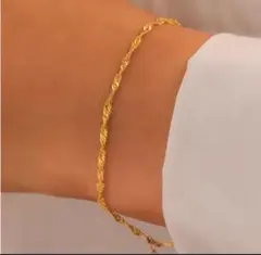 人気★特殊デザインチェーン ゴールド ブレスレット 金アレ サージカルステンレス