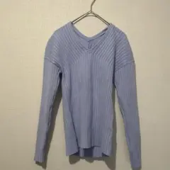 OFUON オフオン　Vネック リブニット 長袖 ライトブルーのサムネイル