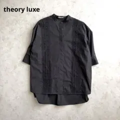 25SS美品✨ セオリーリュクス　バンドカラーレースブラウス ブラック 手洗い可