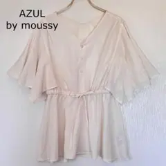 AZUL by moussy フレアスリーブ ペプラム ブラウス 半袖 S