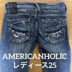 AMERICANHOLIC ダメージ加工ダークブルーデニム25