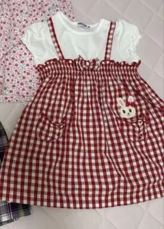 【うみ様専用】ミキハウス 赤いチェック柄ワンピース