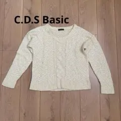 C.D.S Basic クリーム色 ケーブル編み 長袖 セーター L