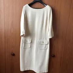 ジュンコシマダ　七分袖ワンピース アイボリー ボタンポケット付き　40のサムネイル