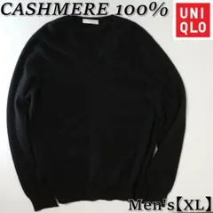 ユニクロ カシミア100% Vネックニットセーター XL / 黒