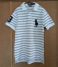 ポロラルフローレン◆ RALPH LAUREN ポロシャツ S白ボーダーホワイト