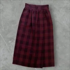 アダムエロペ リネンライク チェック スカート レッド