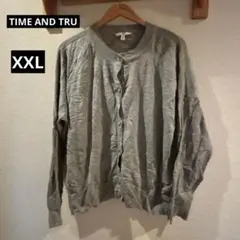 海外古着【TIME AND TRU】　 グレー 長袖 カーディガン XXL