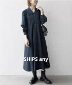 完売品】SHIPS any アイレットボリュームスリーブワンピース F 洗える