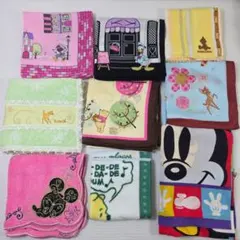 ディズニーキャラクター ハンカチ 9枚セット まとめ売り