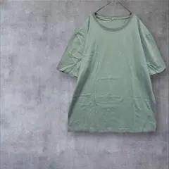半袖Tシャツ　クルーネック　トップス　カジュアル　春夏　グリーン大きめ XL
