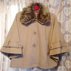 ボレロコート❤️ポンチョコート✨マントコート✨ファーコート✨ベージュ✨美品
