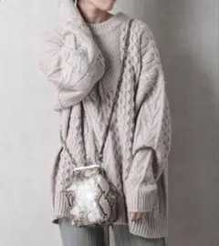 フリークスストア　パッチワークケーブルニット　WEB限定　セーター　ナチュラル