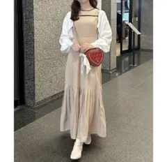ナイスクラップ　ボレロセットノースリワンピース　ベージュ　ayano